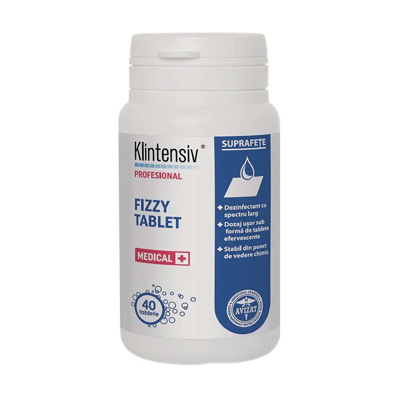 Klintensiv Fizzy Tablet – Dezinfectant clorigen efervescent, 40 tablete