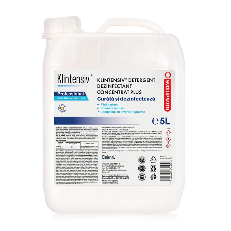 KLINTENSIV® DETERGENT DEZINFECTANT CONCENTRAT PLUS – curățare și dezinfectare profesională 5L