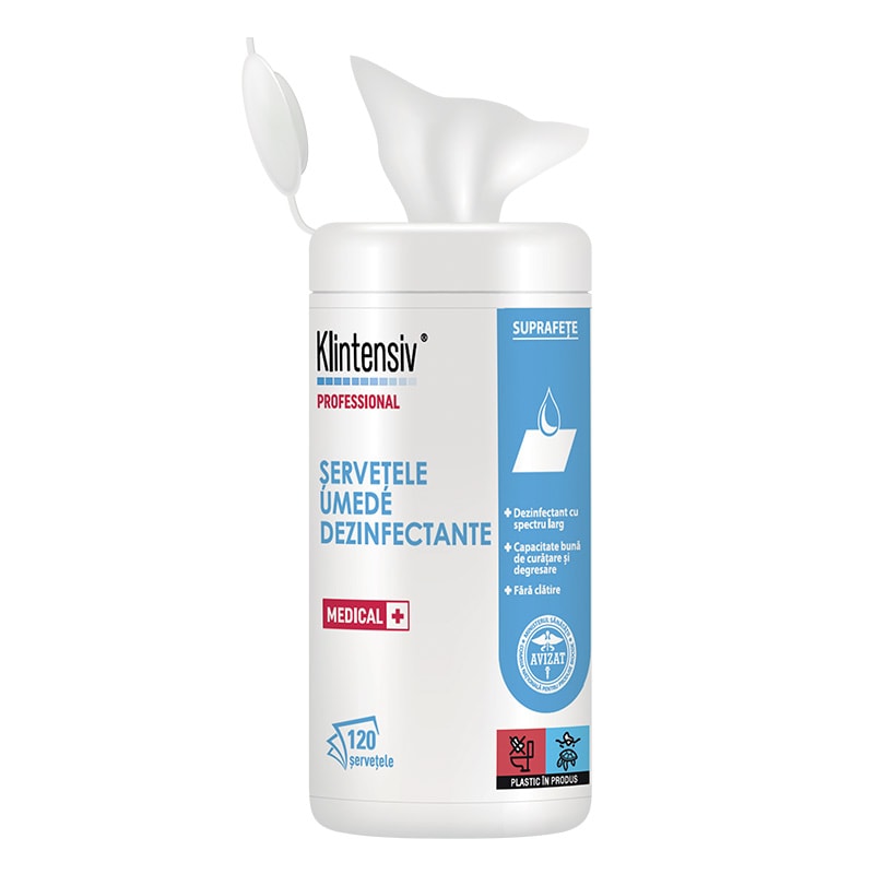 Servetele umede dezinfectante pt suprafete Tub 120 buc pachet Klintensiv